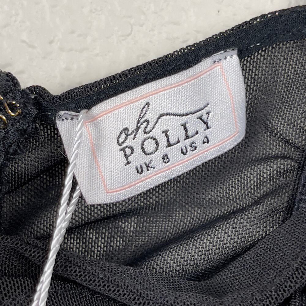 Oh Polly Sheer Perfection Mesh Corset Underwired Mini Dress Black 4 Ruched NWT - Picture 5 of 16